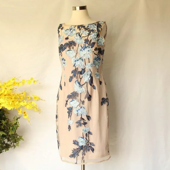 Adrianna Papell | Dresses | Adrianna Papell Floral Embroidered Sheath Dress  | Poshmark